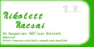 nikolett macsai business card